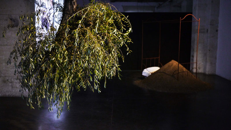 Gui, terre et lit, photo de l'installation de Sara Millot intitulée Graceland